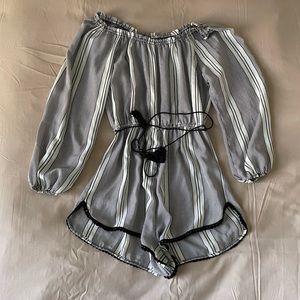 Black and White striped Romper